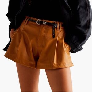 Free people Women's Tan Leather Shorts
